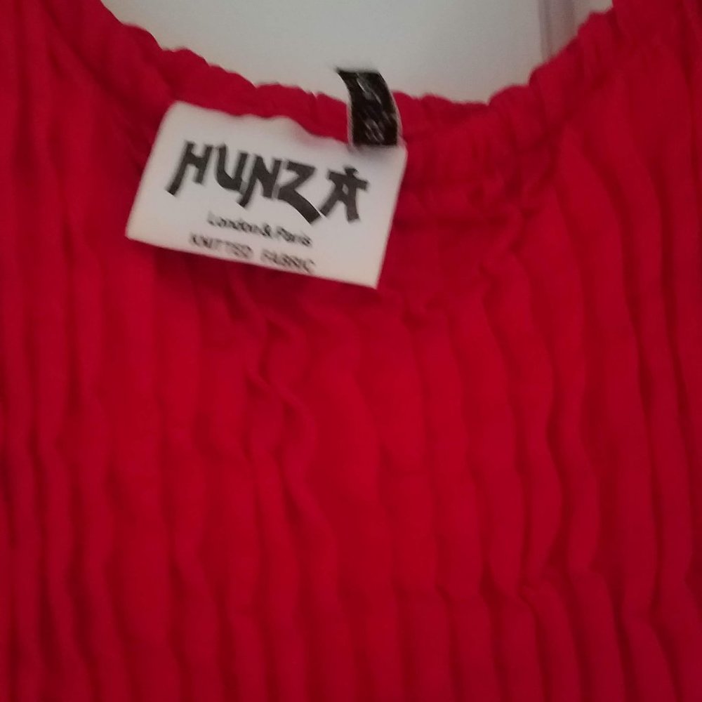 Vintage Hunza Red Crinkle Dress